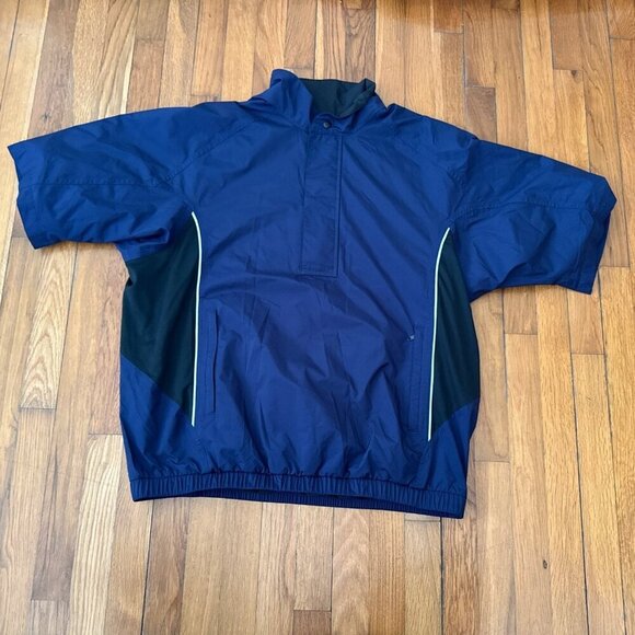 DryJoys Footjoy Jacket Men's Blue Windbreaker 1/4 Zip Short Sleeve Golf Size L - Picture 1 of 7